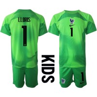 Otroški Nogometni dresi Francija Hugo Lloris #1 Vratar Gostujoči SP 2022 Kratek Rokav (+ Kratke hlače)